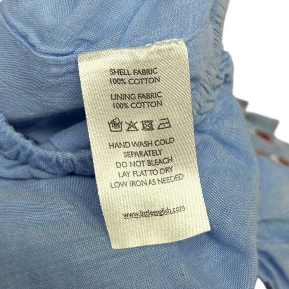 Little English Blue Red Pink Heart Embroidered Cotton Bubble One Piece Girls 6M - Picture 4 of 5